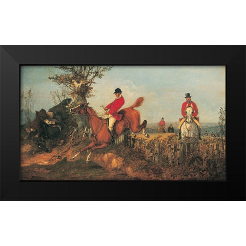 Fox Hunt Black Modern Wood Framed Art Print by Unknown