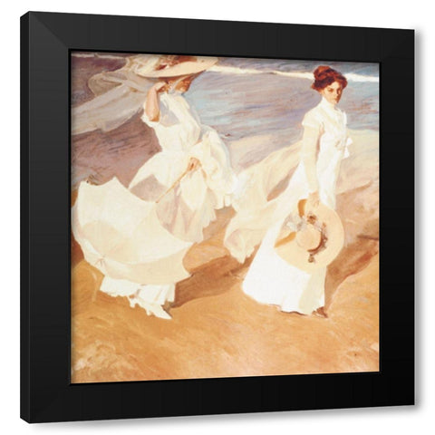 Two Victorian Women Black Modern Wood Framed Art Print by Unknown