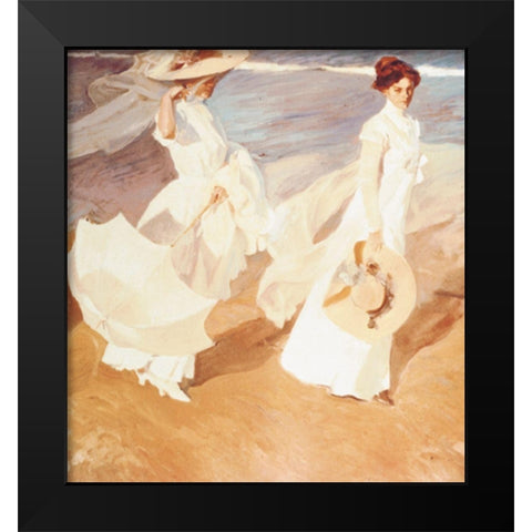 Two Victorian Women Black Modern Wood Framed Art Print by Unknown