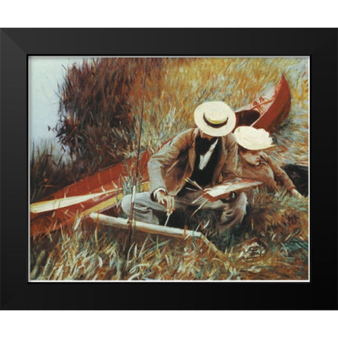 By the River Black Modern Wood Framed Art Print by Unknown