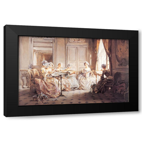Sewing Club Black Modern Wood Framed Art Print with Double Matting by Unknown