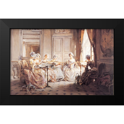 Sewing Club Black Modern Wood Framed Art Print by Unknown