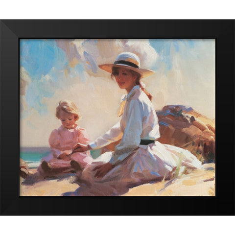 On the Beach Black Modern Wood Framed Art Print by Unknown