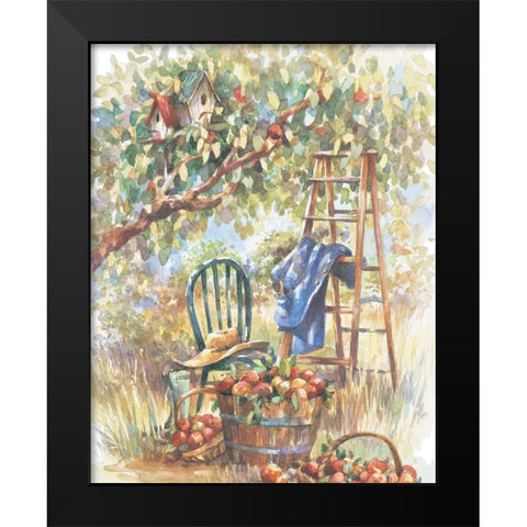 Apple Picking Black Modern Wood Framed Art Print by Unknown