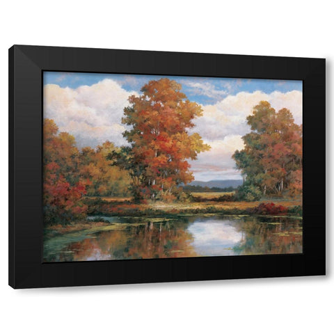Autumn Lake Black Modern Wood Framed Art Print with Double Matting by Unknown