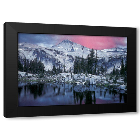 Mountain Reflection Black Modern Wood Framed Art Print by Unknown