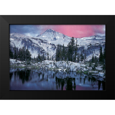 Mountain Reflection Black Modern Wood Framed Art Print by Unknown