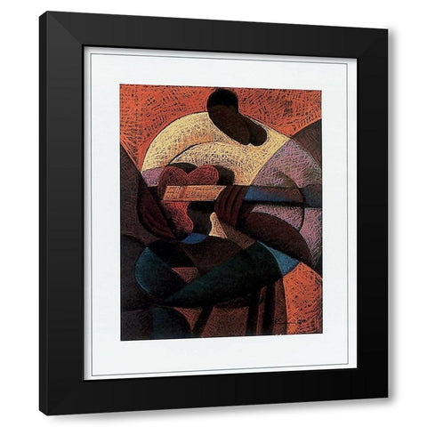 Guitar Strummin Black Modern Wood Framed Art Print by Unknown