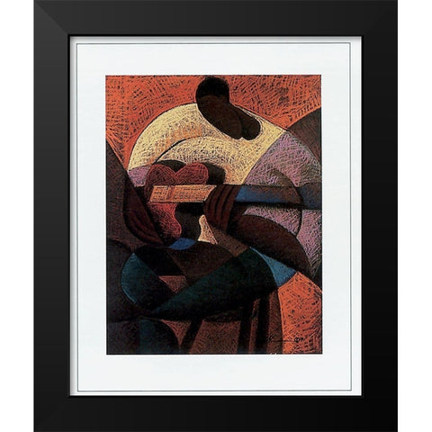 Guitar Strummin Black Modern Wood Framed Art Print by Unknown