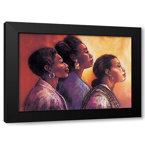 Three Women Black Modern Wood Framed Art Print by Unknown