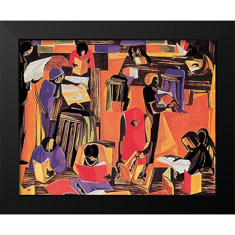 Reading Black Modern Wood Framed Art Print by Unknown