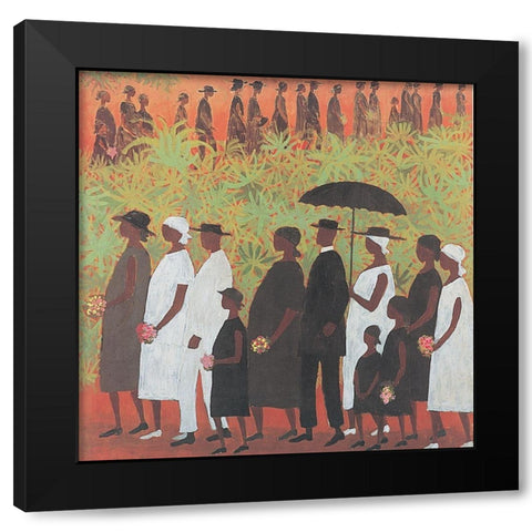 Black Procession Black Modern Wood Framed Art Print with Double Matting by Unknown