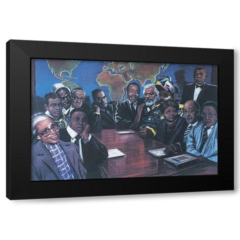 At the Table Black Modern Wood Framed Art Print by Unknown