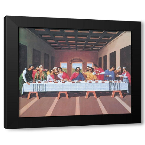 Last Supper Black Modern Wood Framed Art Print by Unknown