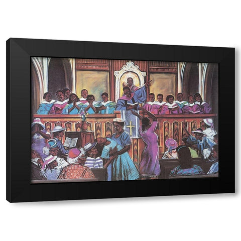 Gospel Choir Black Modern Wood Framed Art Print by Unknown