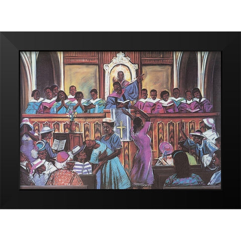 Gospel Choir Black Modern Wood Framed Art Print by Unknown