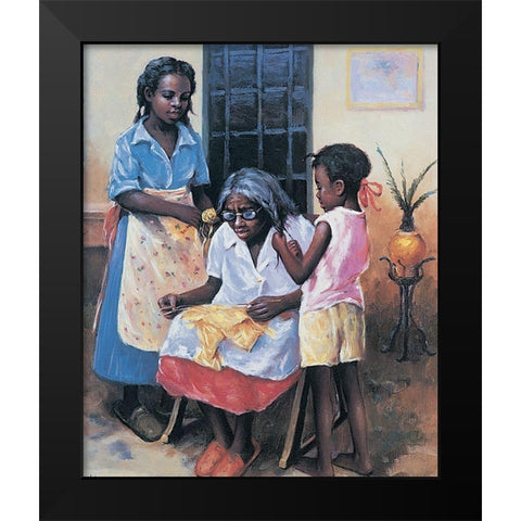 Grandmas Hair Black Modern Wood Framed Art Print by Unknown