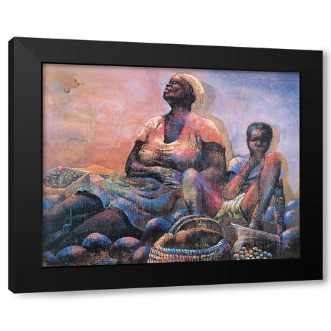 Snack Time Black Modern Wood Framed Art Print by Unknown