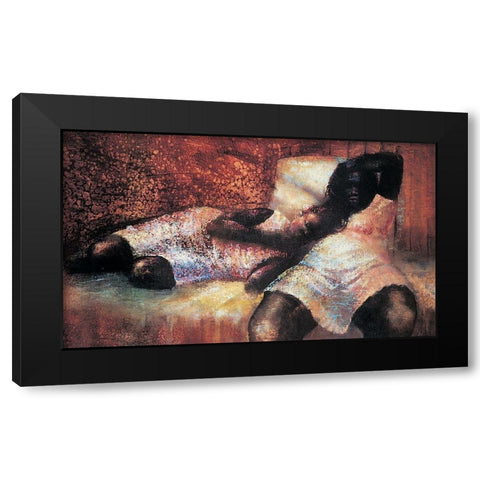 On the Couch Black Modern Wood Framed Art Print with Double Matting by Unknown