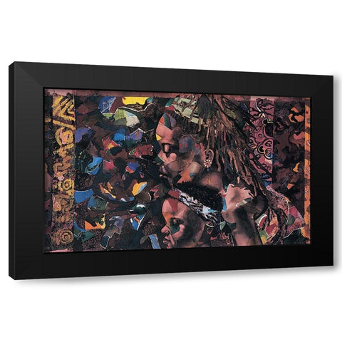 Collage, Mama and Child Black Modern Wood Framed Art Print by Unknown