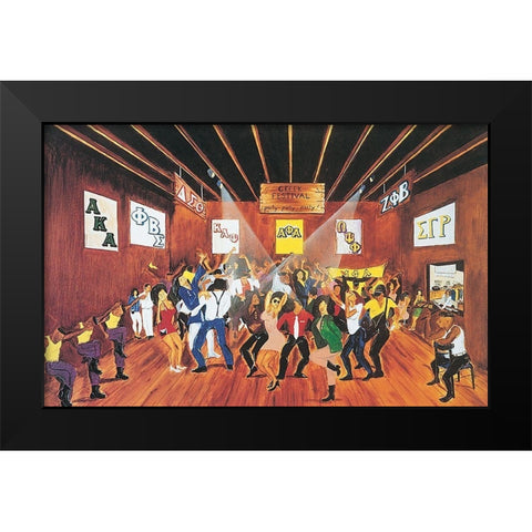 Frat Party Black Modern Wood Framed Art Print by Unknown