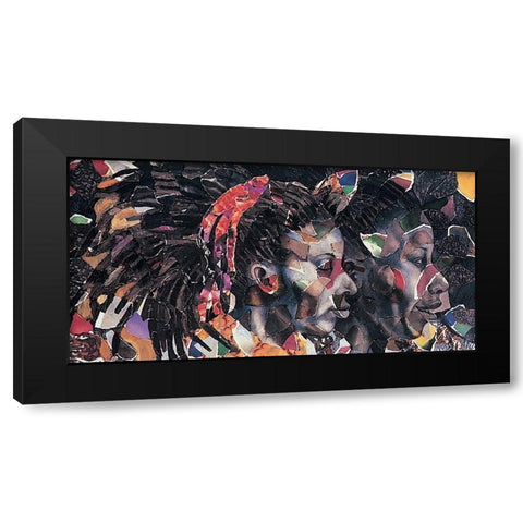 Mosaic Girls Black Modern Wood Framed Art Print by Unknown