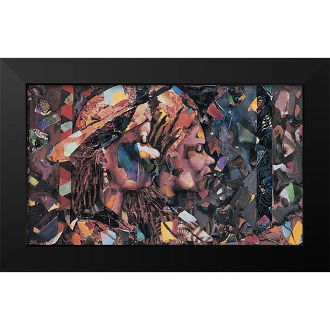 Collage Girls Black Modern Wood Framed Art Print by Unknown