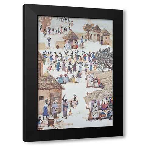 The Village Black Modern Wood Framed Art Print with Double Matting by Unknown