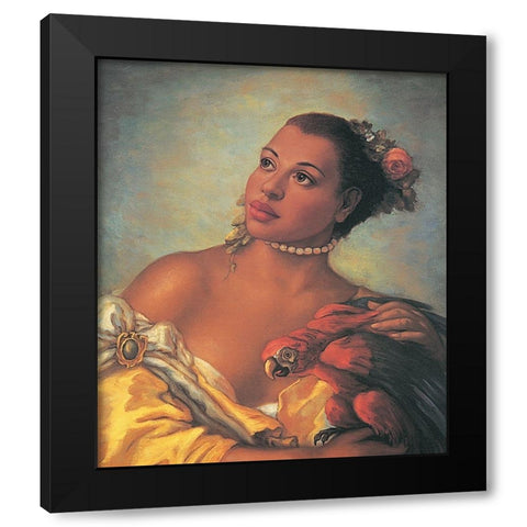 Madonnas Parrot Black Modern Wood Framed Art Print by Unknown