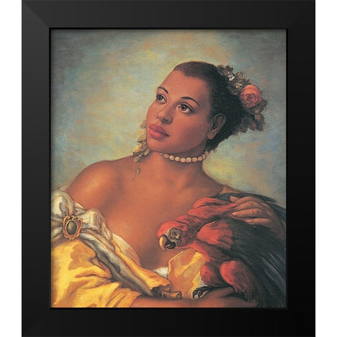 Madonnas Parrot Black Modern Wood Framed Art Print by Unknown