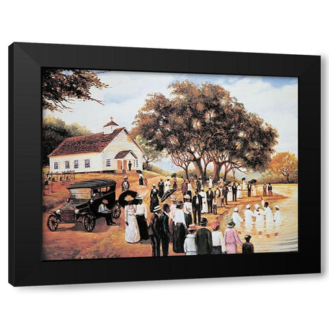 By the River Black Modern Wood Framed Art Print by Unknown