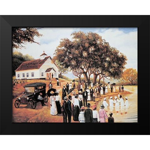 By the River Black Modern Wood Framed Art Print by Unknown