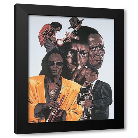 Jazz Ensemble Black Modern Wood Framed Art Print by Unknown