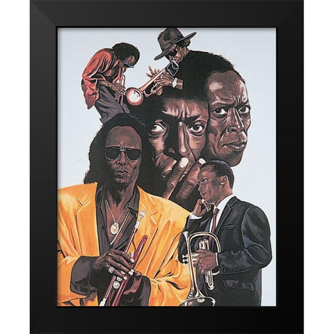 Jazz Ensemble Black Modern Wood Framed Art Print by Unknown