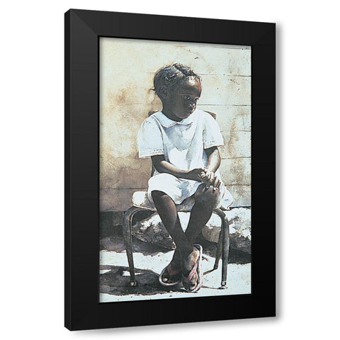 Bored Girl Black Modern Wood Framed Art Print with Double Matting by Unknown