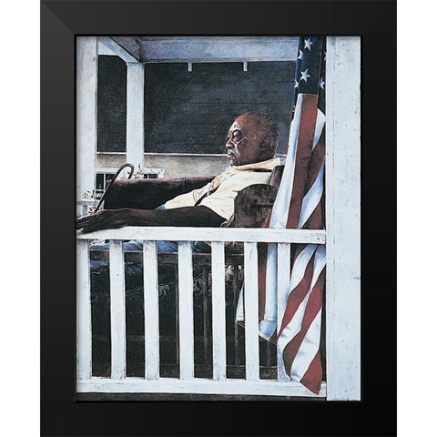 Red Brown and Blue Black Modern Wood Framed Art Print by Unknown