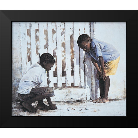 Marbles Black Modern Wood Framed Art Print by Unknown