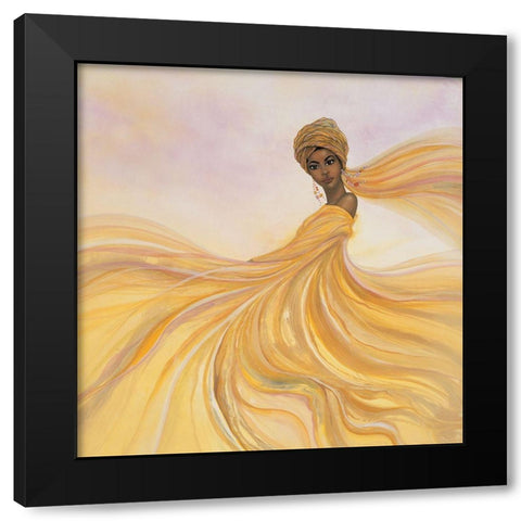 Madame Yellow Black Modern Wood Framed Art Print by Unknown