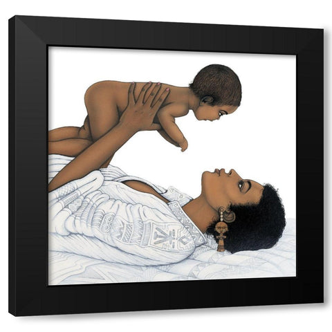 Play with Baby Black Modern Wood Framed Art Print with Double Matting by Unknown
