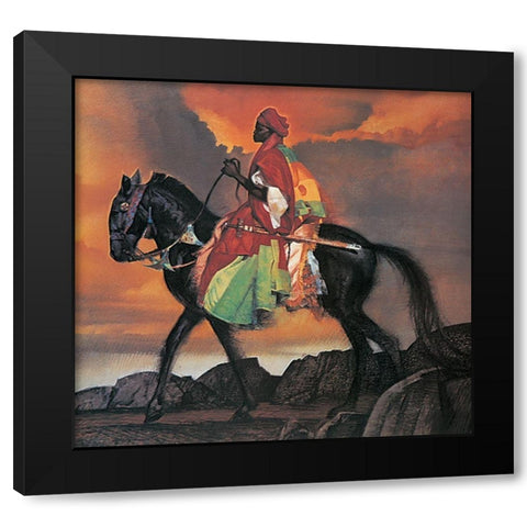 Arabian Knight Black Modern Wood Framed Art Print with Double Matting by Unknown