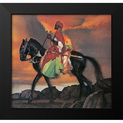 Arabian Knight Black Modern Wood Framed Art Print by Unknown