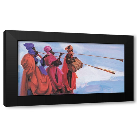 Sound the Horns Black Modern Wood Framed Art Print by Unknown