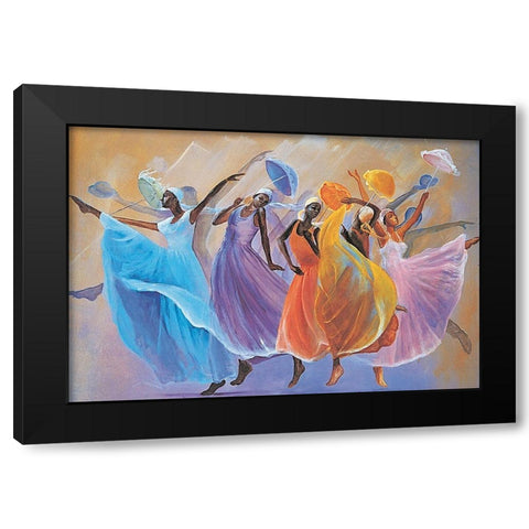 Dance Troupe Black Modern Wood Framed Art Print with Double Matting by Unknown