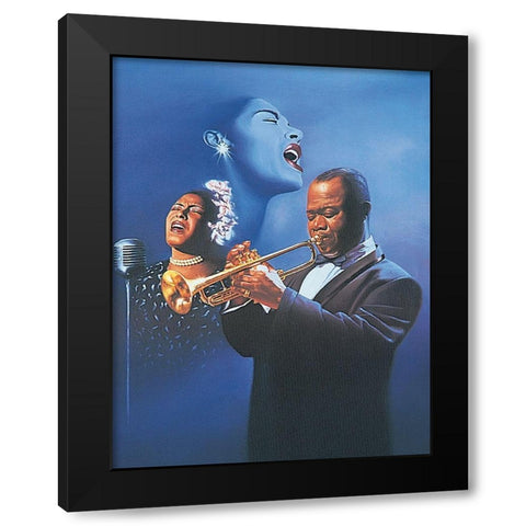 Jazz Duo Black Modern Wood Framed Art Print by Unknown