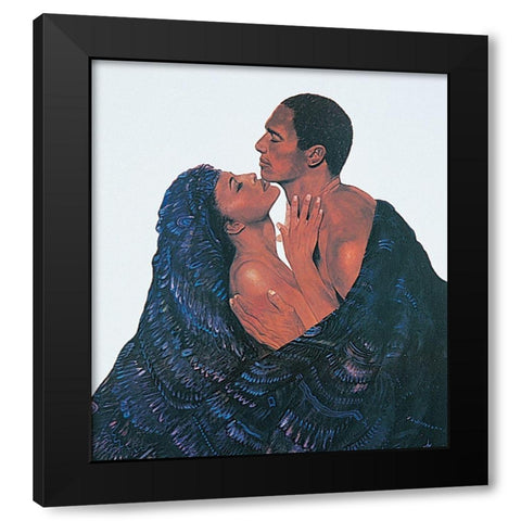 Kiss Me Black Modern Wood Framed Art Print by Unknown