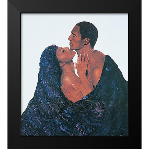 Kiss Me Black Modern Wood Framed Art Print by Unknown