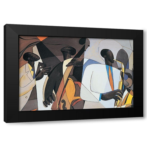 Jazz Trio Black Modern Wood Framed Art Print with Double Matting by Unknown