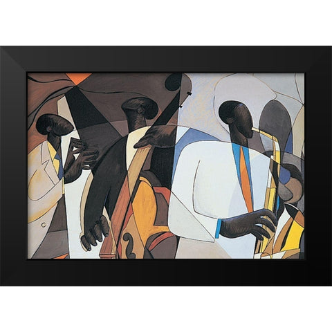 Jazz Trio Black Modern Wood Framed Art Print by Unknown