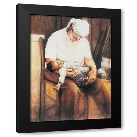 Sleep Time Black Modern Wood Framed Art Print with Double Matting by Unknown