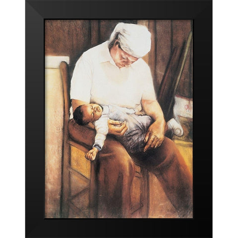 Sleep Time Black Modern Wood Framed Art Print by Unknown